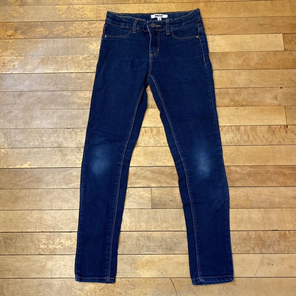 DKNY Girls Sz 10 Dark Blue Skinny Jeans Denim Stretch Pants Jeggings